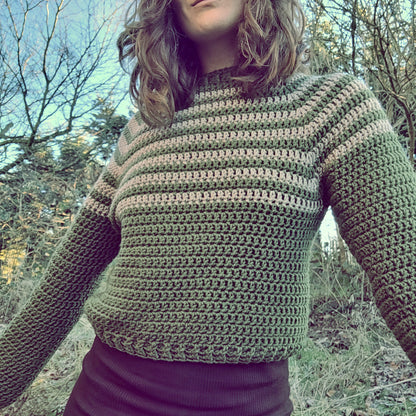 PENNY Jumper. Mossy green / Stone stripe.