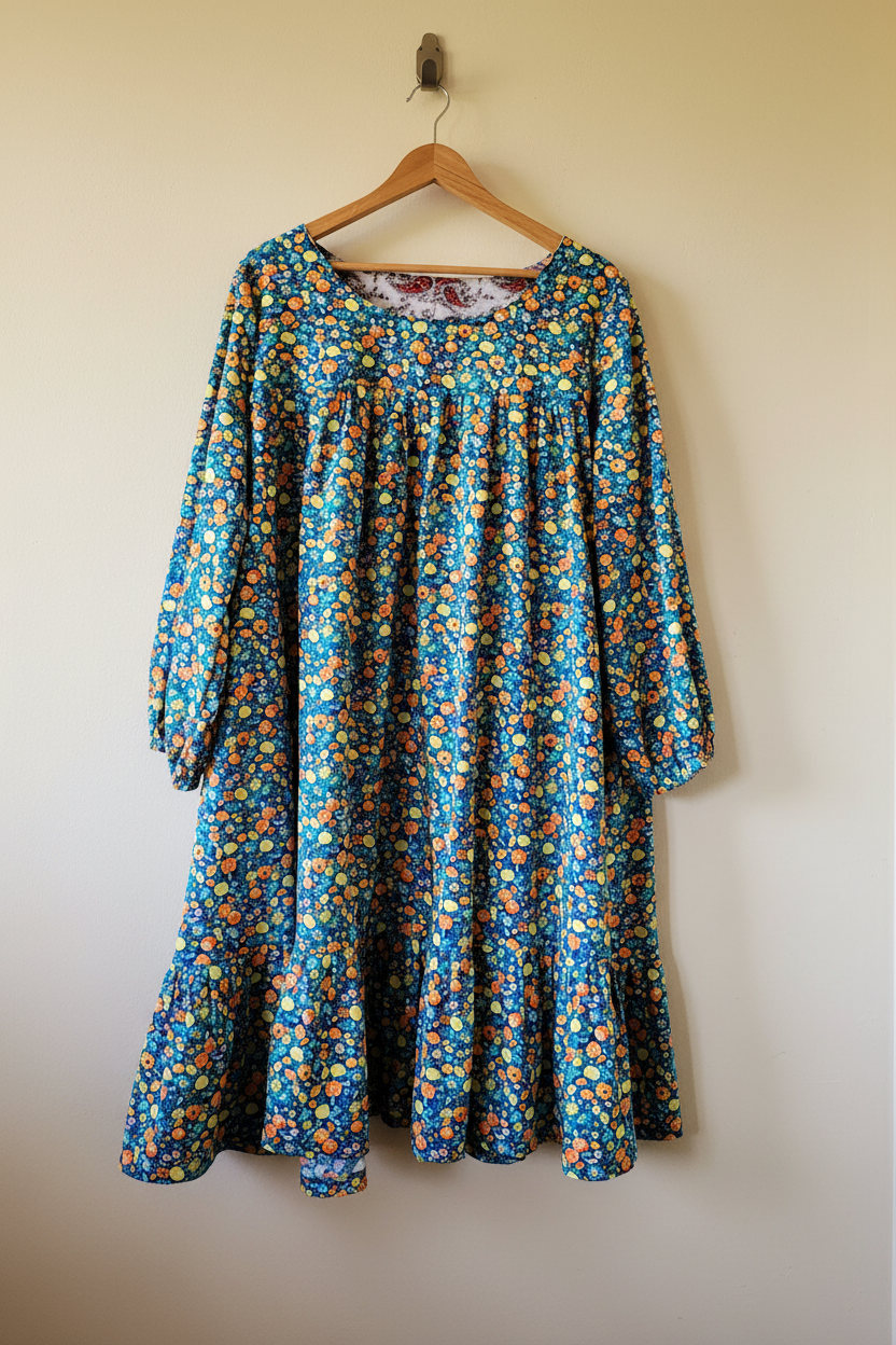 Hattie Dress – Teal ditsy floral No.5348
