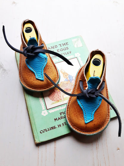Size 1, IMP Baby Shoe, 9-12m #caramel / aqua