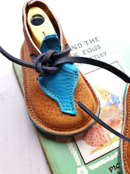 Size 1, IMP Baby Shoe, 9-12m #caramel / aqua